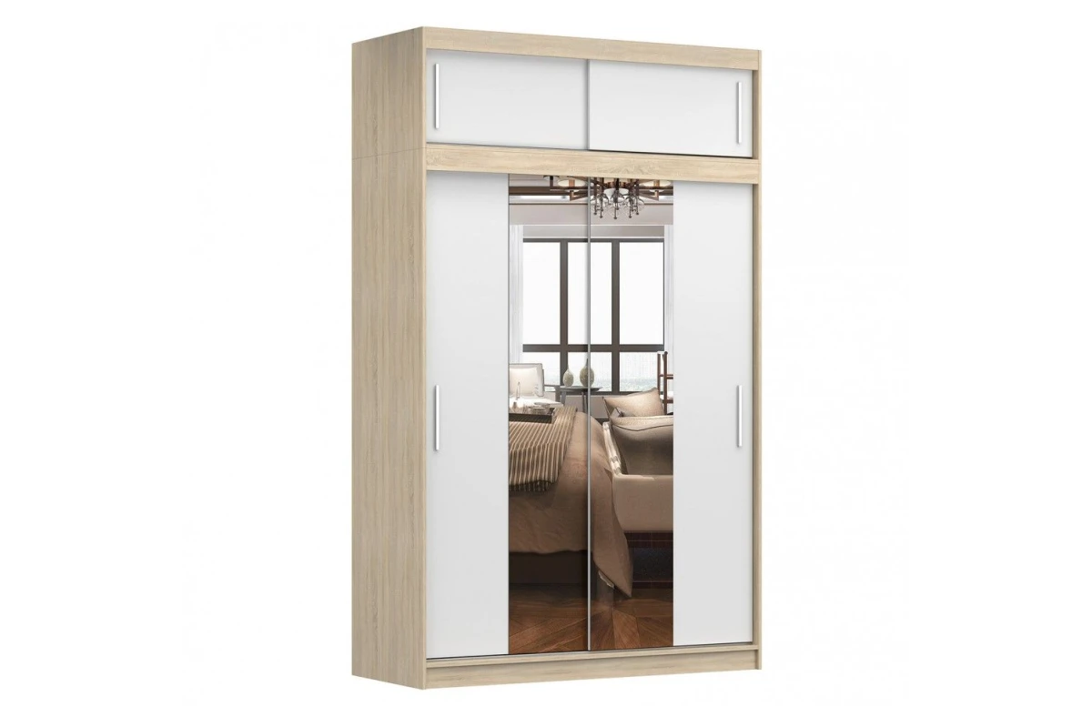 Kleiderschrank mit Spiegel mit zusätzlichen Stauraum LARA 01 - 150