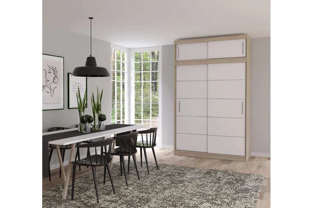 Kleiderschrank mit zusätzlichem Lara 06 Sonoma + Weiß