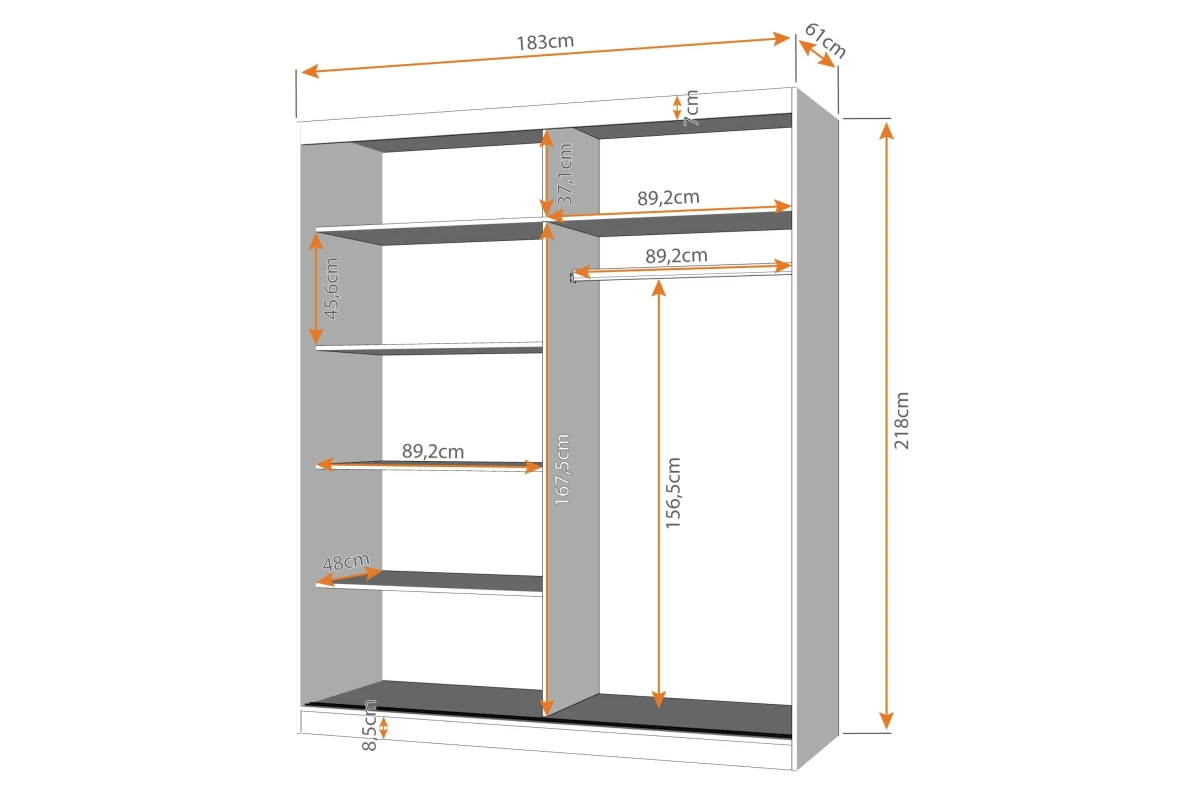 Kleiderschrank BEN 39 mit Spiegel - 183