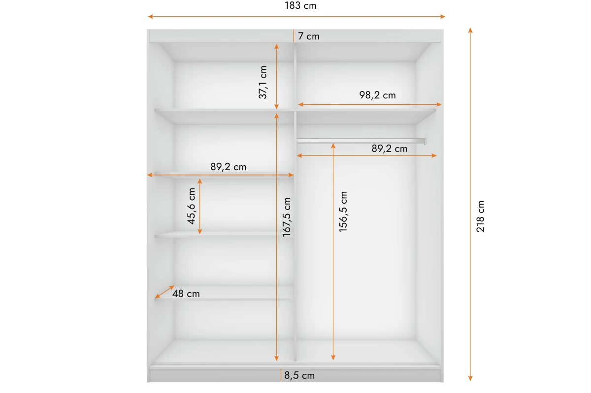 Kleiderschrank mit Spiegel BEN 32 - 203 - Weiss + Kathult