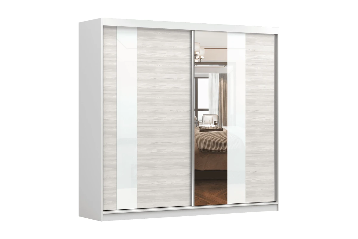 Kleiderschrank mit Spiegel BEN 32 - 233 - Weiss + Kathult