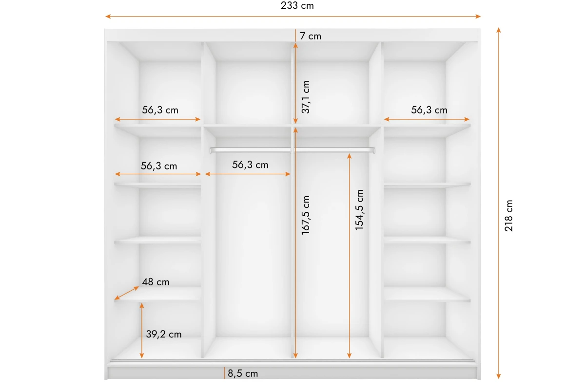 Kleiderschrank mit Spiegel BEN 32 - 233 - Weiss + Kathult