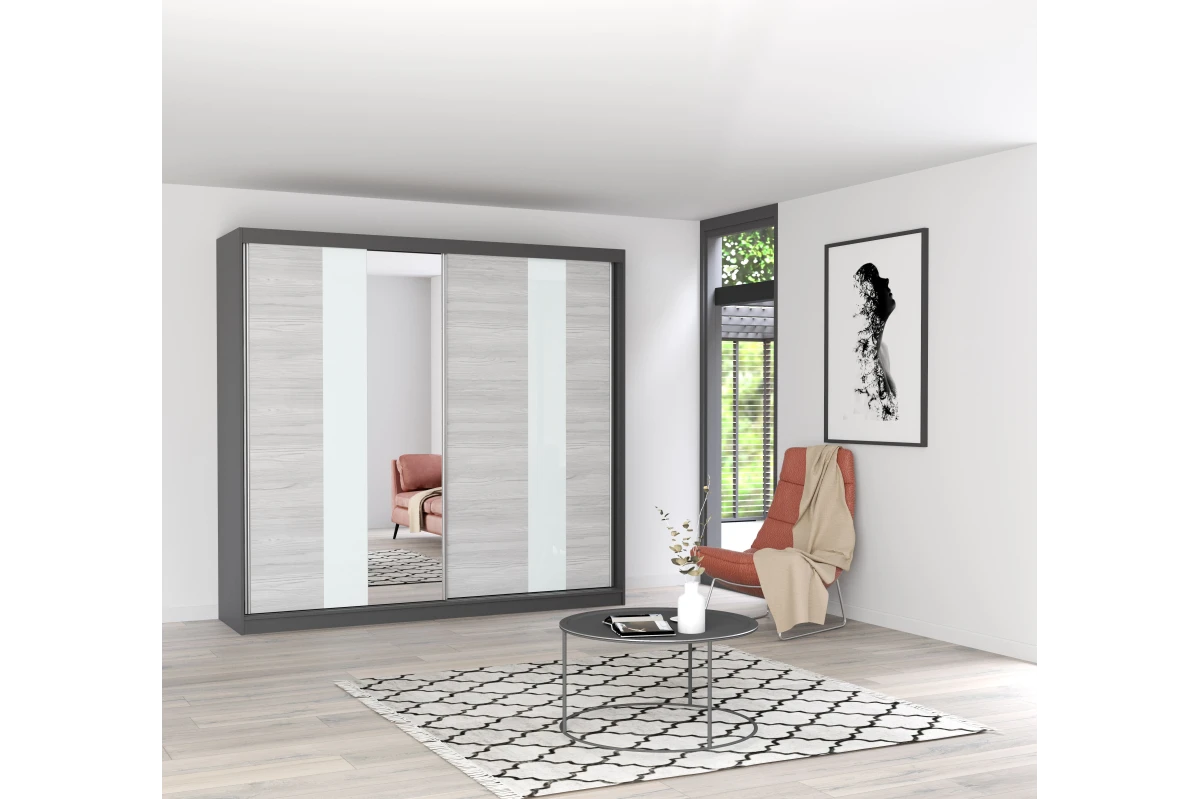 Kleiderschrank mit Spiegel BEN 32 - 233 - Graphite + Kathult