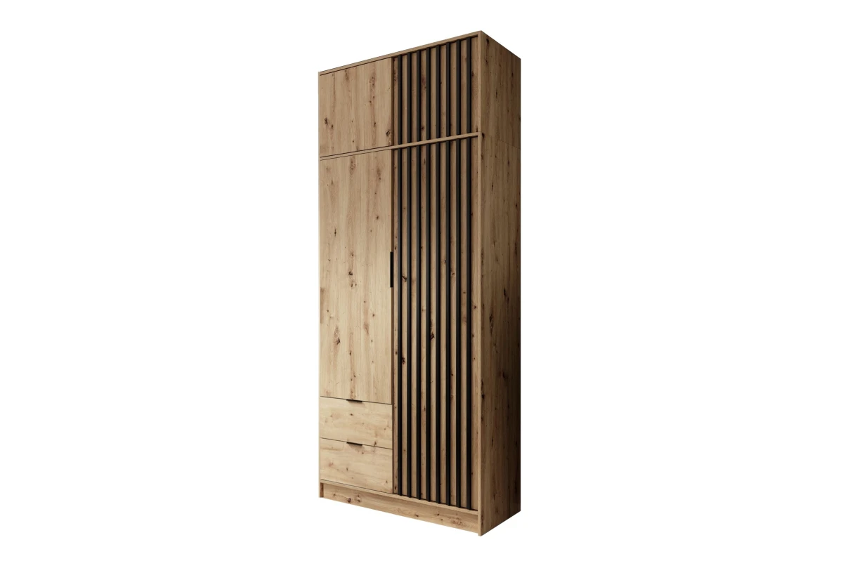 Kleiderschrank mit Erweiterung - JOHN Artisan + Schwarz (105 cm, ohne Spiegel)