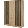 Kleiderschrank mit Erweiterung - JOHN Artisan + Schwarz (155 cm, ohne Spiegel)