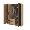 Kleiderschrank mit Erweiterung - JOHN Artisan + Schwarz (155 cm, ohne Spiegel)