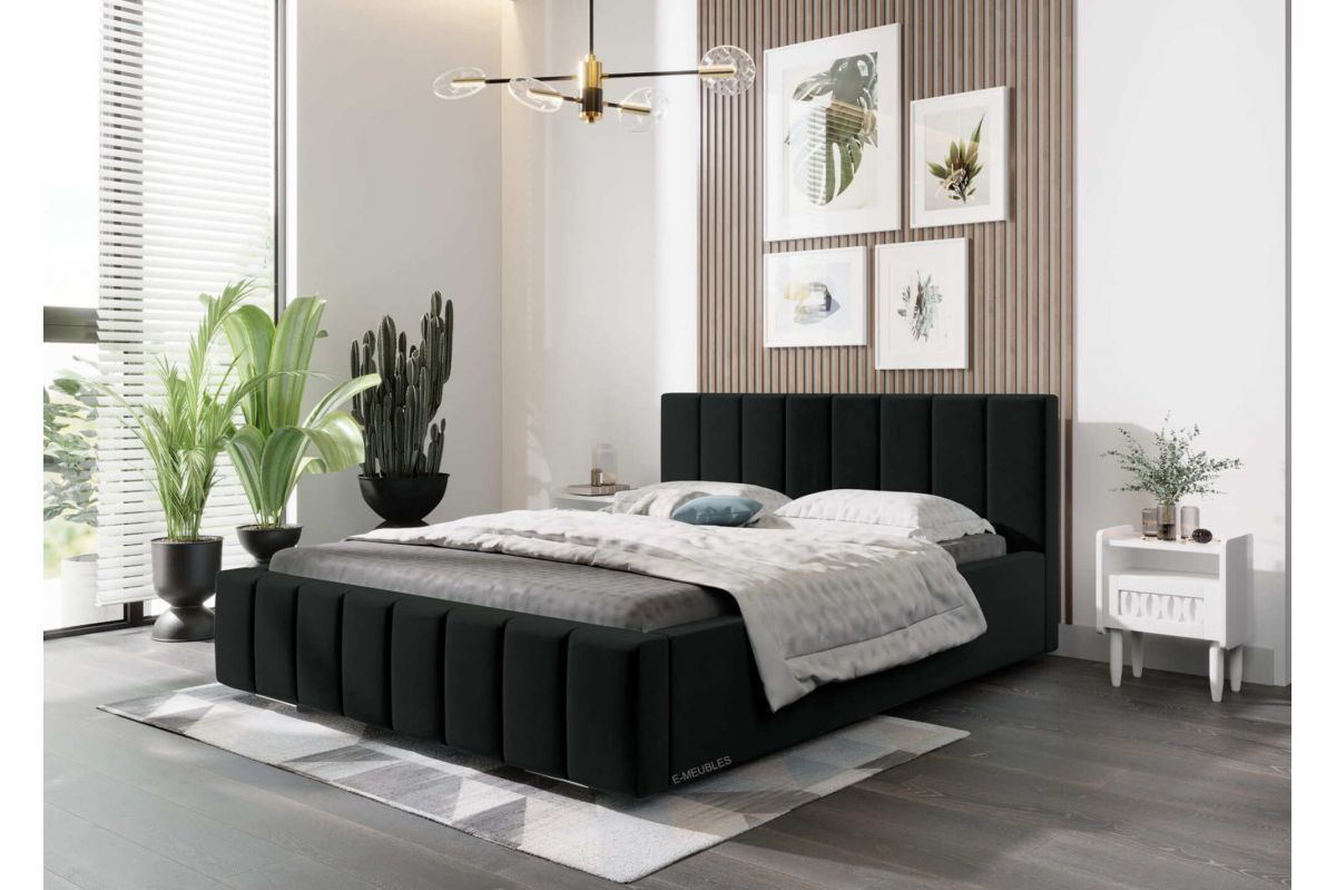 Polsterbett  01 - 140x200 - Schwarz (TRINITY 16)