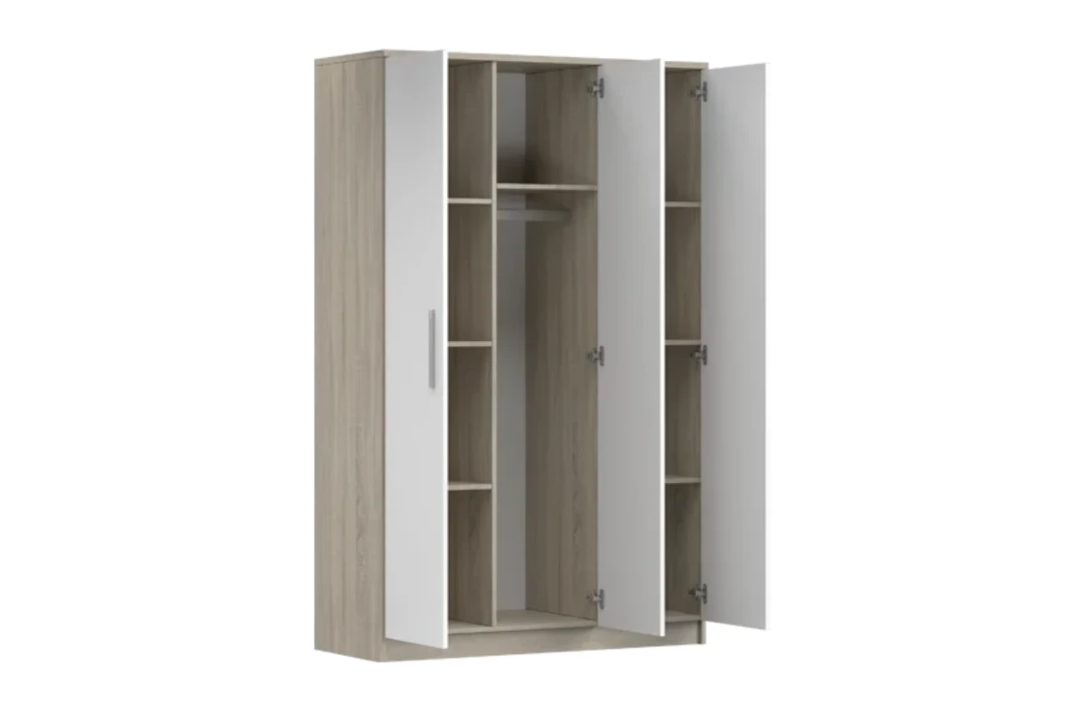 Kleiderschrank Drehtürenschrank Marsala 3D - 120 - Grau + Weiß Matt
