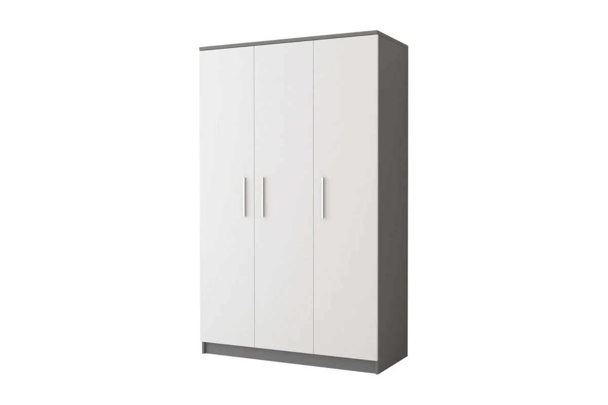 Kleiderschrank Drehtürenschrank Marsala 3D - 120 - Grau + Weiß Matt