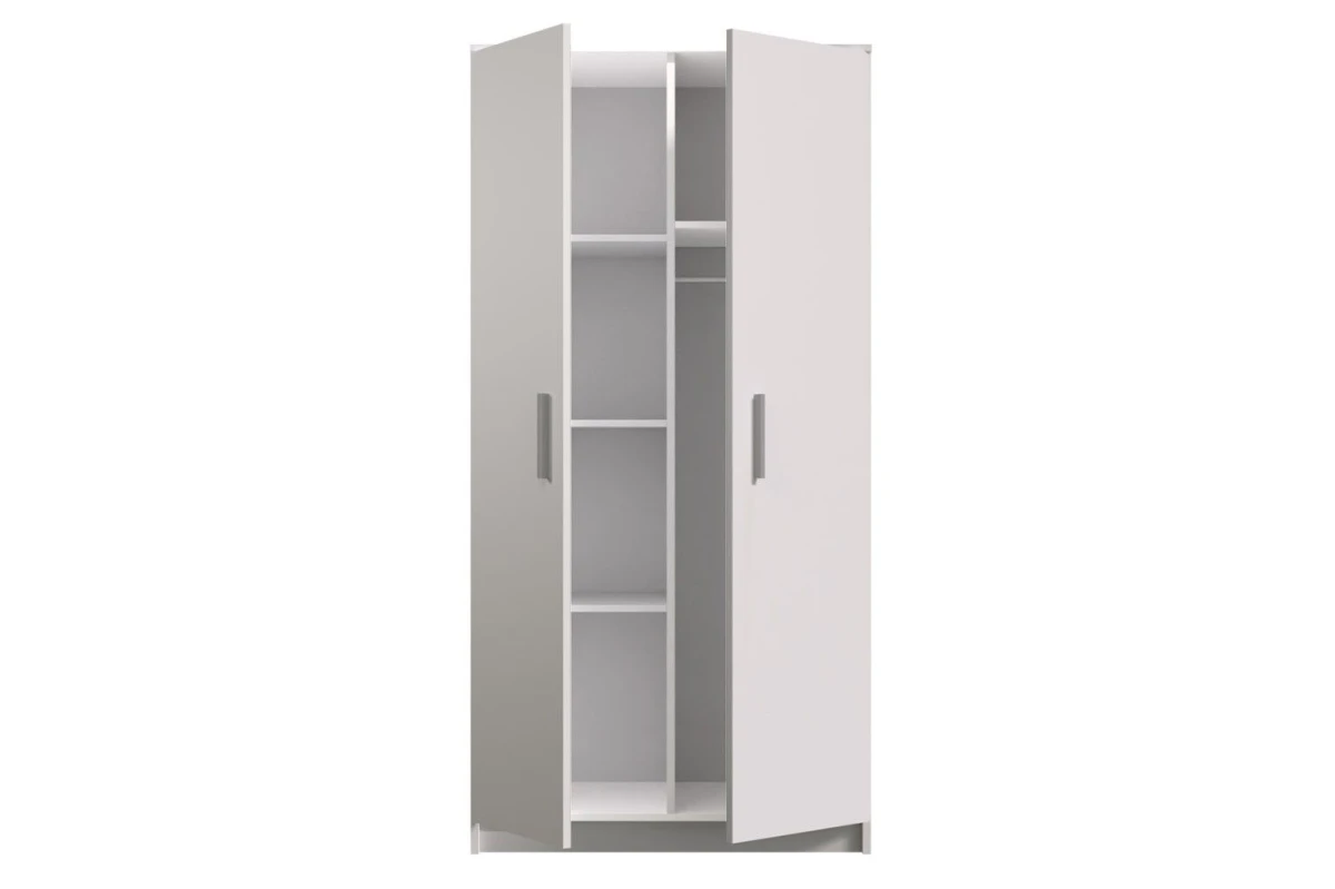 Kleiderschrank Drehtürenschrank Marsala 2D - 80 - Grau + Weiß Matt
