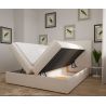 Boxspringbett 140x200 mit Bettkasten - Cordstoff in Creme