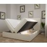 Boxspringbett 160x200 mit Bettkasten - Cordstoff in Creme