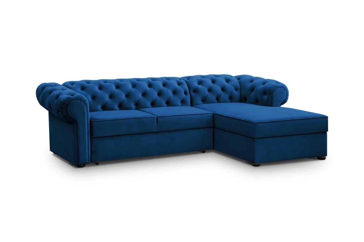 Chesterfield Ecksofa AVIA in Beige – mit Schlaffunktion & Bettkasten