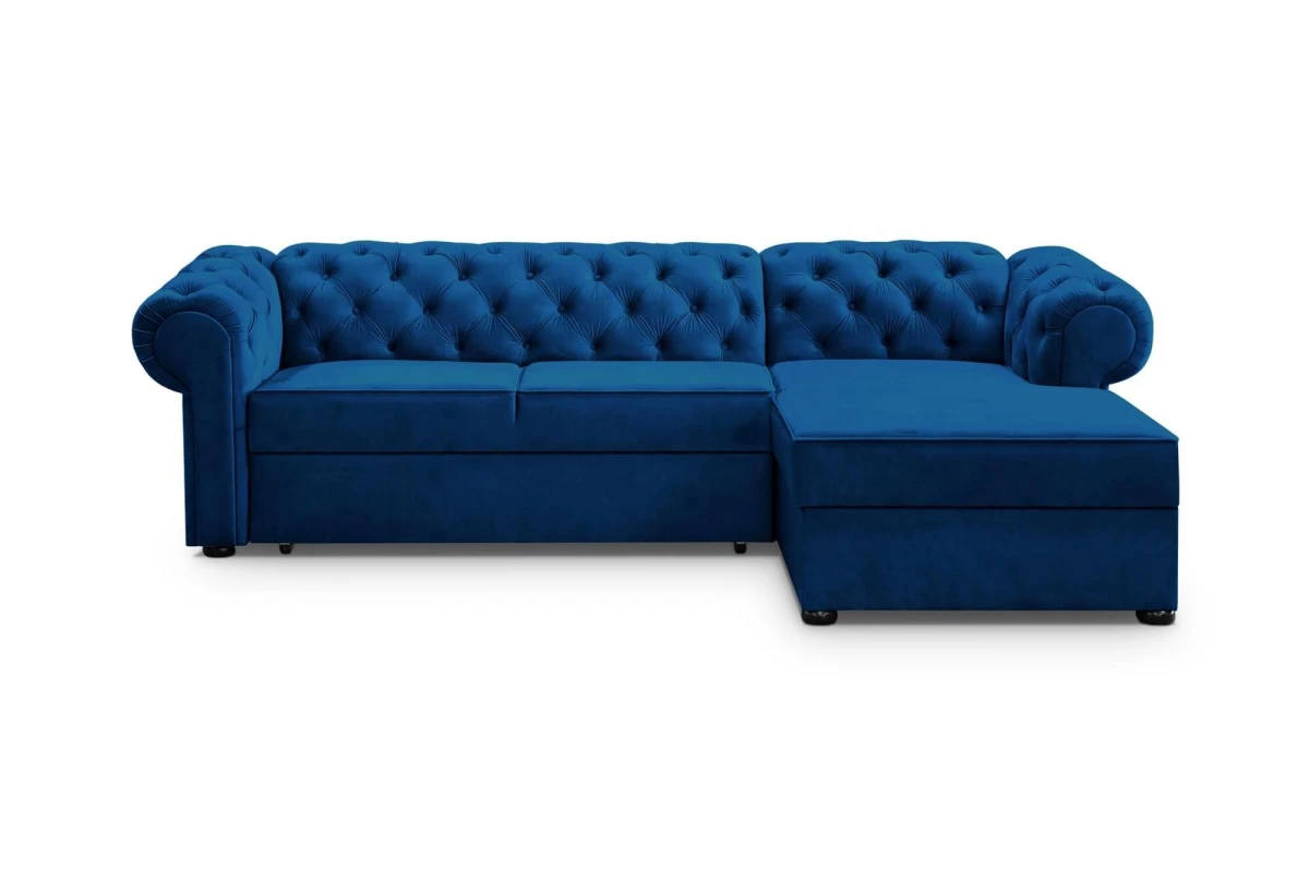 Chesterfield Ecksofa AVIA in Beige – mit Schlaffunktion & Bettkasten