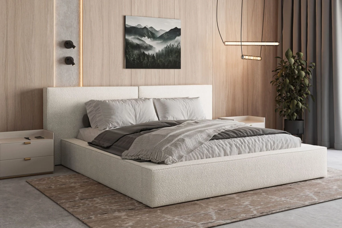 Polsterbett 180x200 im modernen Schlafzimmerambiente