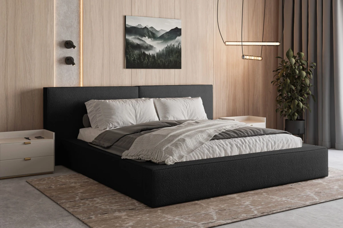 Polsterbett 180x200 im modernen Schlafzimmerambiente
