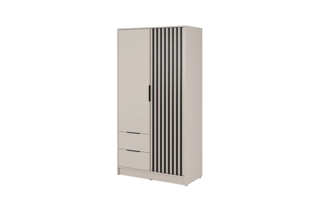 Kleiderschrank John 2D mit Spiegiel Artisan + schwarz