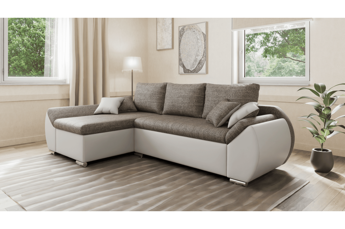 Ecksofa Alex – Braun + Weiß...