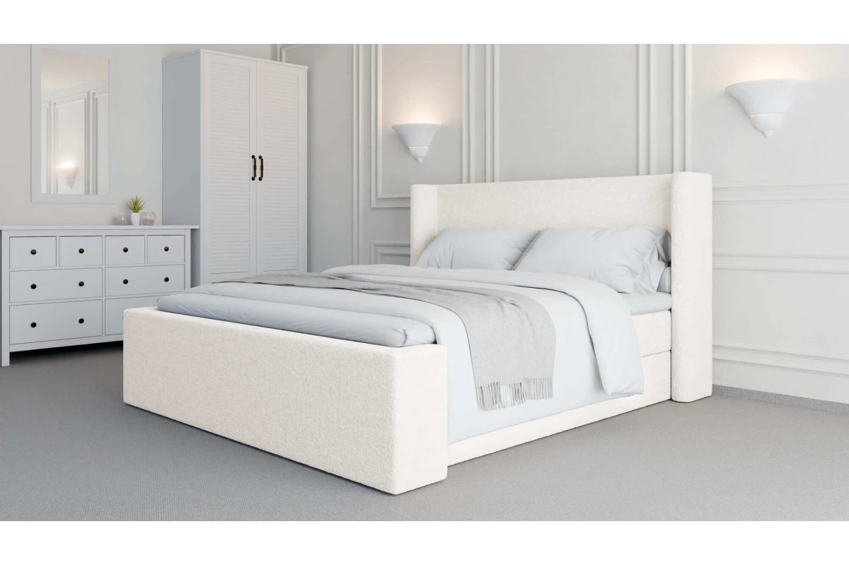 Stauraumbett 160x200 mit Bettkasten und modernem Kopfteil