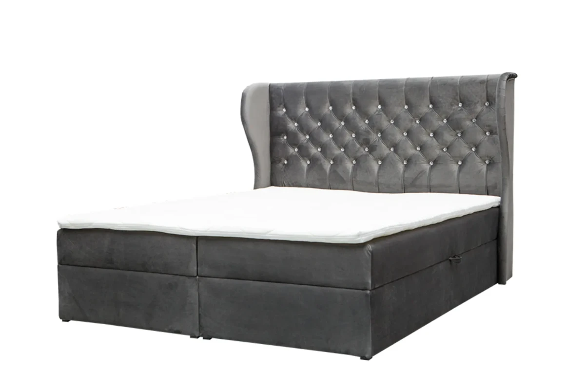 Chesterfield Boxspringbett Viktoria - Grau