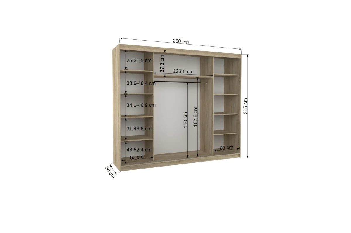 Schiebetürenschrank mit Spiegel – Dolsa 250 – Weiß