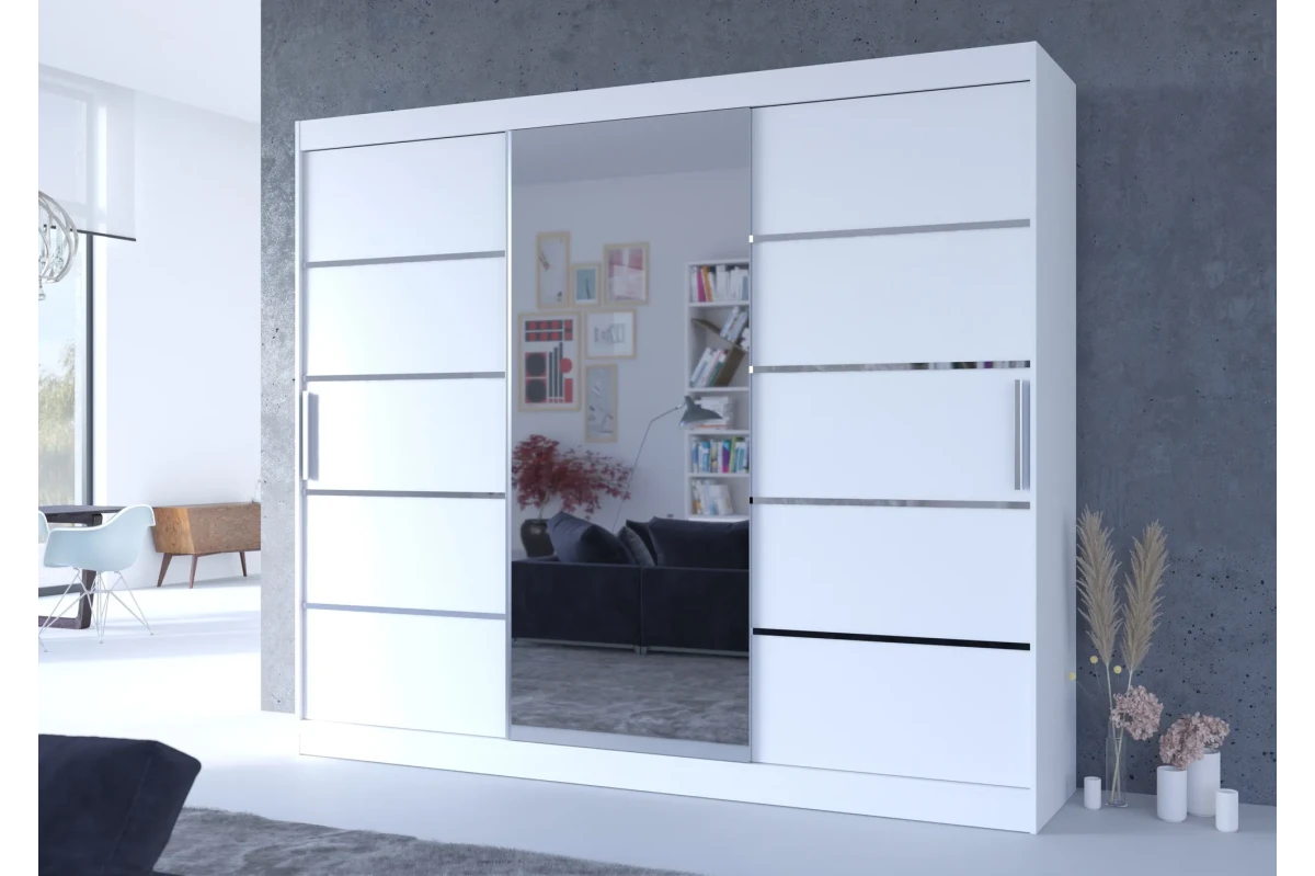 Schiebetürenschrank mit Spiegel – Dolsa 250 – Weiß