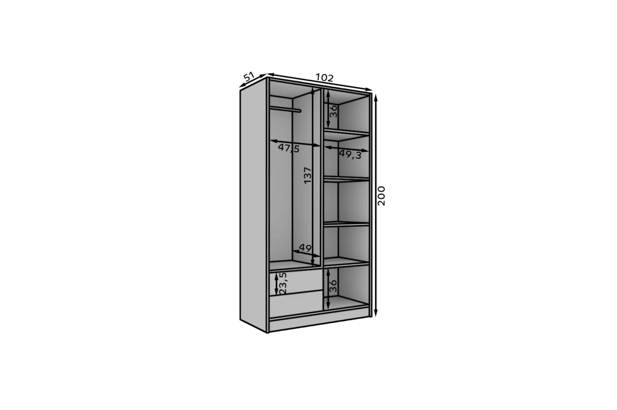 Schrank mit Spiegel Comas 100 – Eiche Artisan + Schwarz