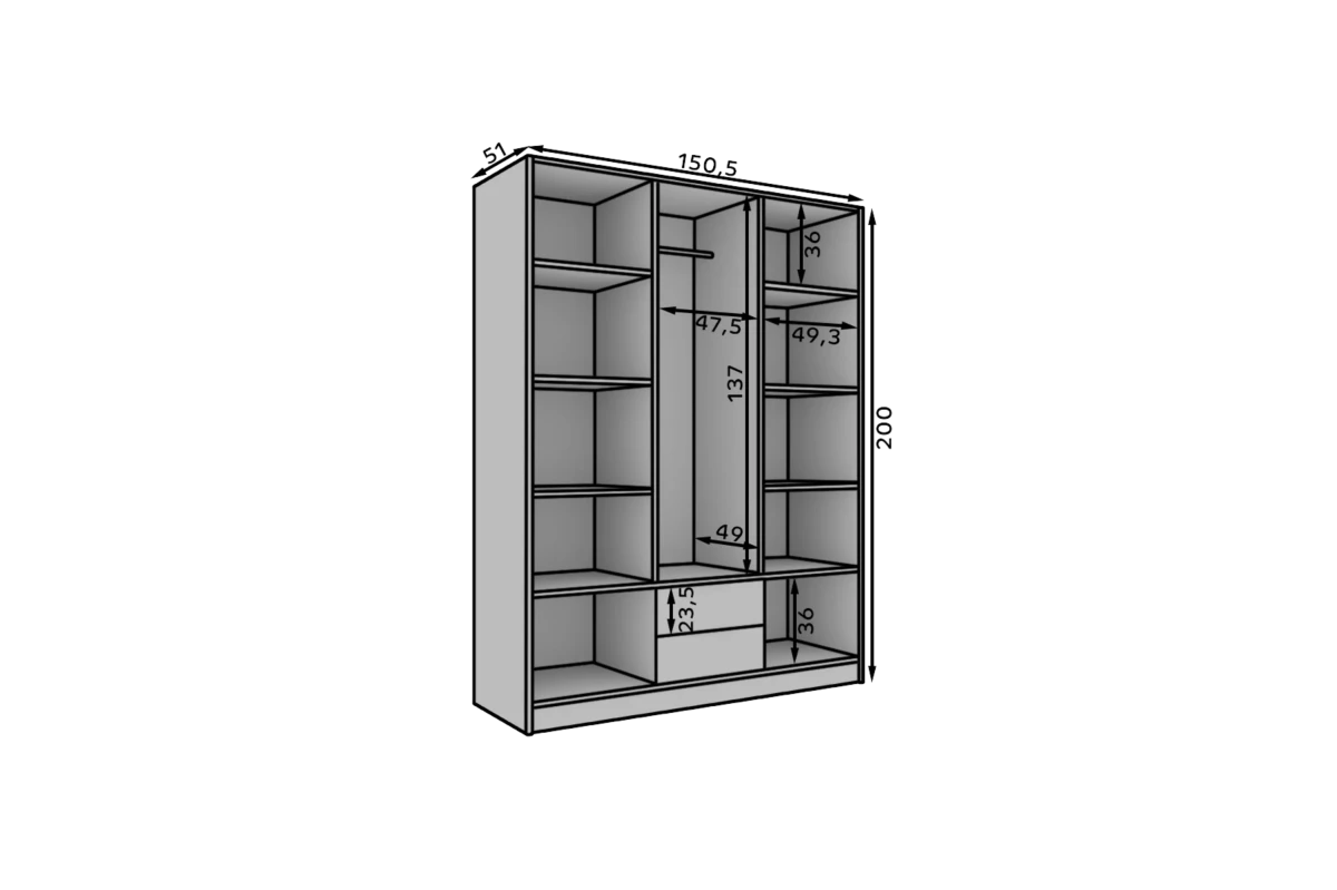 Schrank mit Spiegel Comas 150 – Graphit