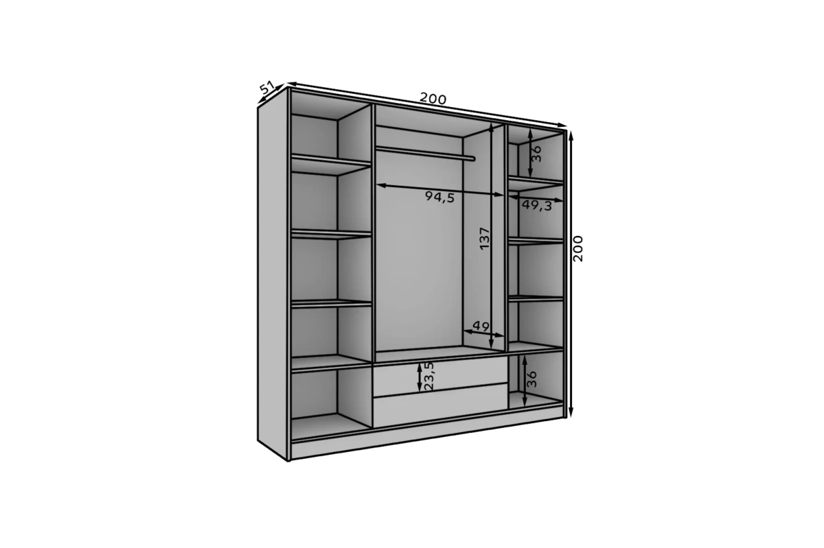 Schrank mit Spiegel Comas 200 – Weiß
