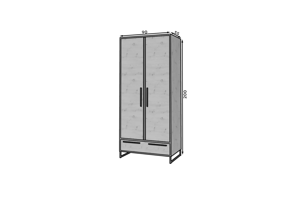Schiebetürenschrank ELIORA – Eiche Artisan + Schwarz
