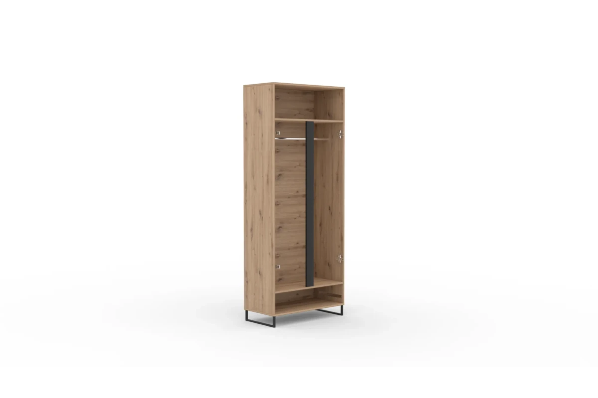 Schiebetürenschrank ELIORA – Eiche Artisan + Schwarz