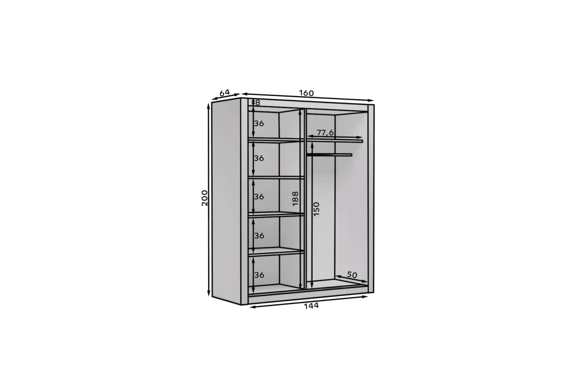 Schiebetürenschrank LUNORA 160 – Artisan Eiche