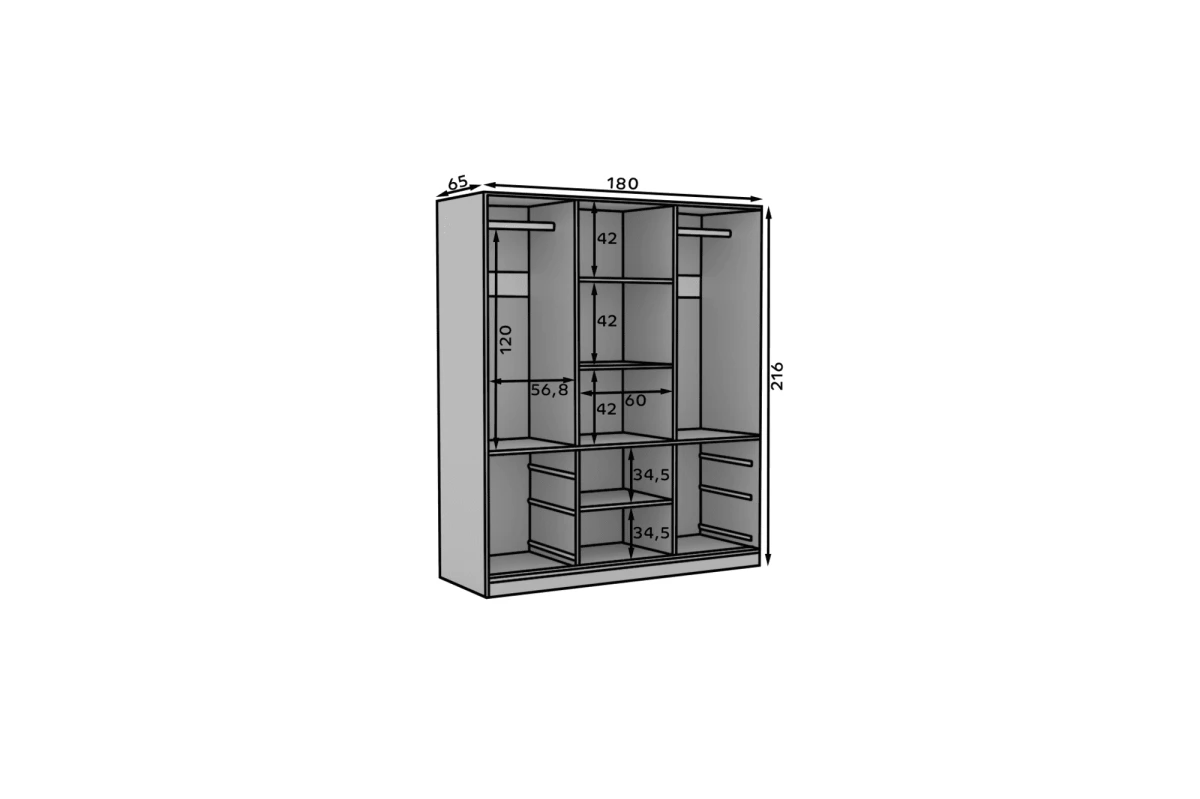 Schiebetürenschrank mit Spiegel Havero 180 - Braun und Schwarz