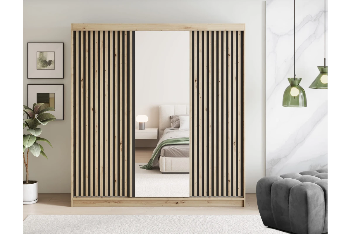 Schrank Giulia 180 mit Spiegel - Eiche Artisan