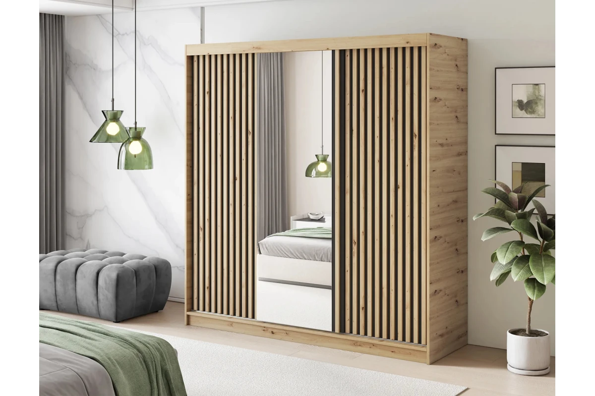 Schrank Giulia 180 mit Spiegel - Eiche Artisan