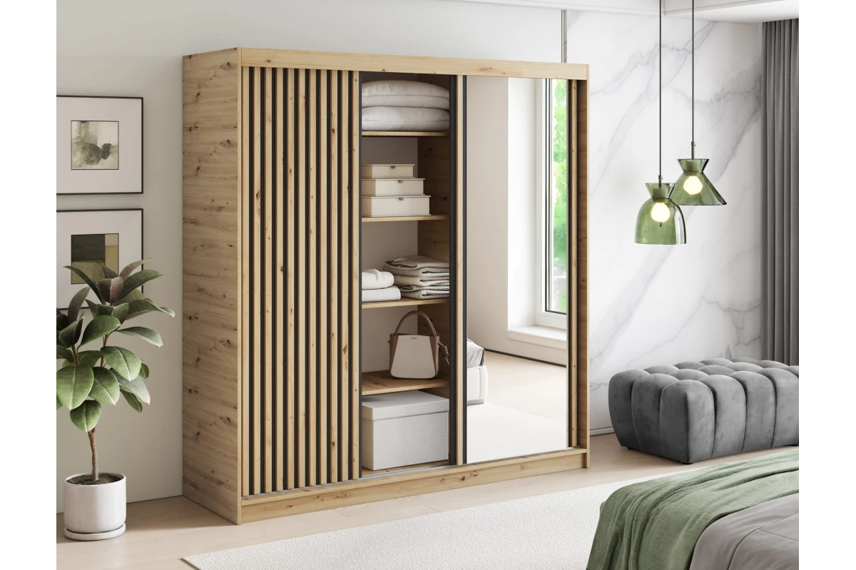 Schrank Giulia 180 mit Spiegel - Eiche Artisan
