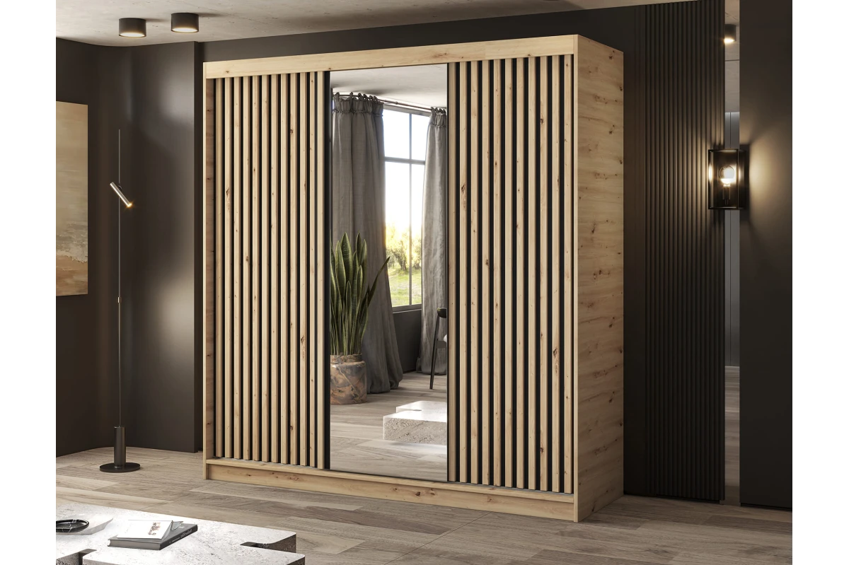 Schrank Giulia 180 mit Spiegel - Eiche Artisan