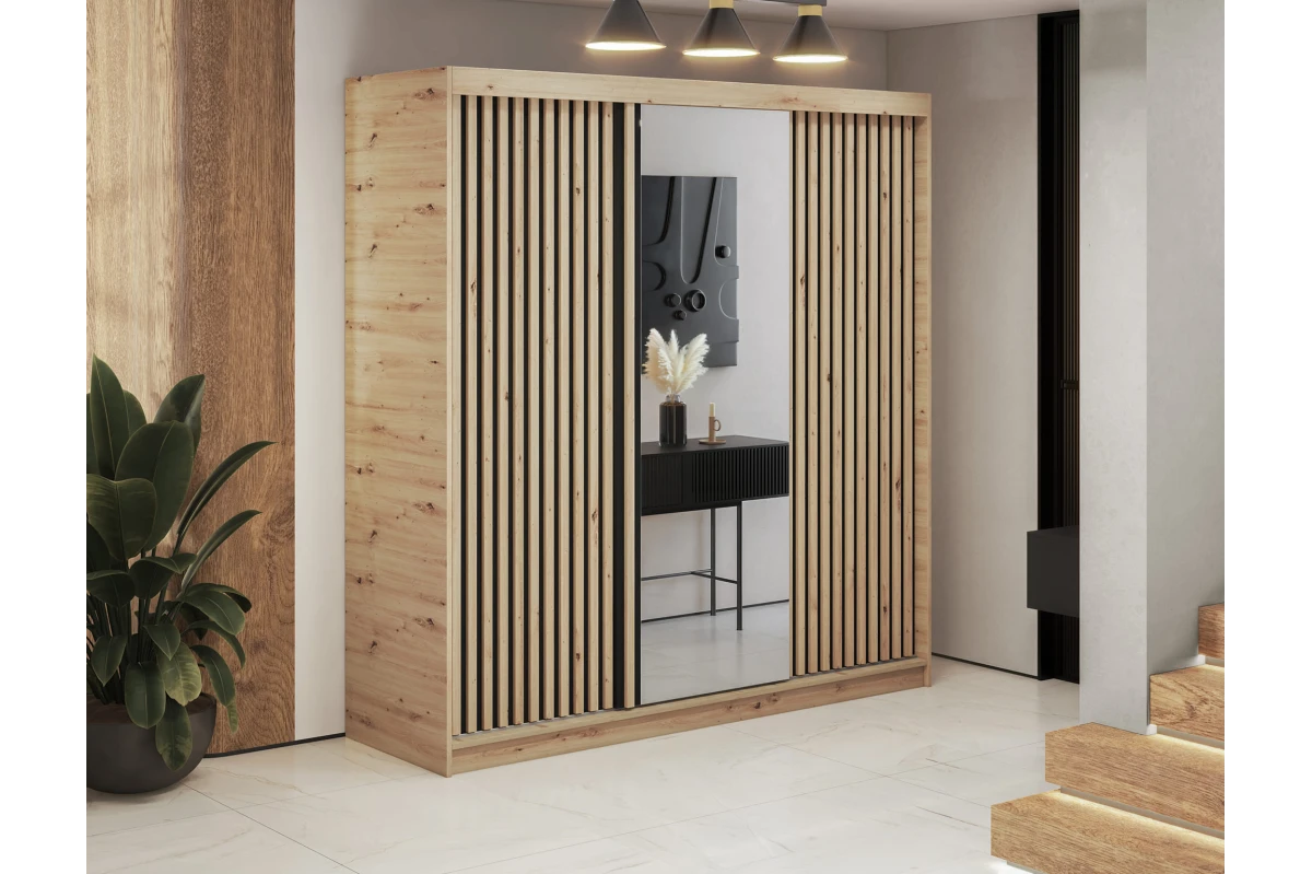 Schrank Giulia 180 mit Spiegel - Eiche Artisan