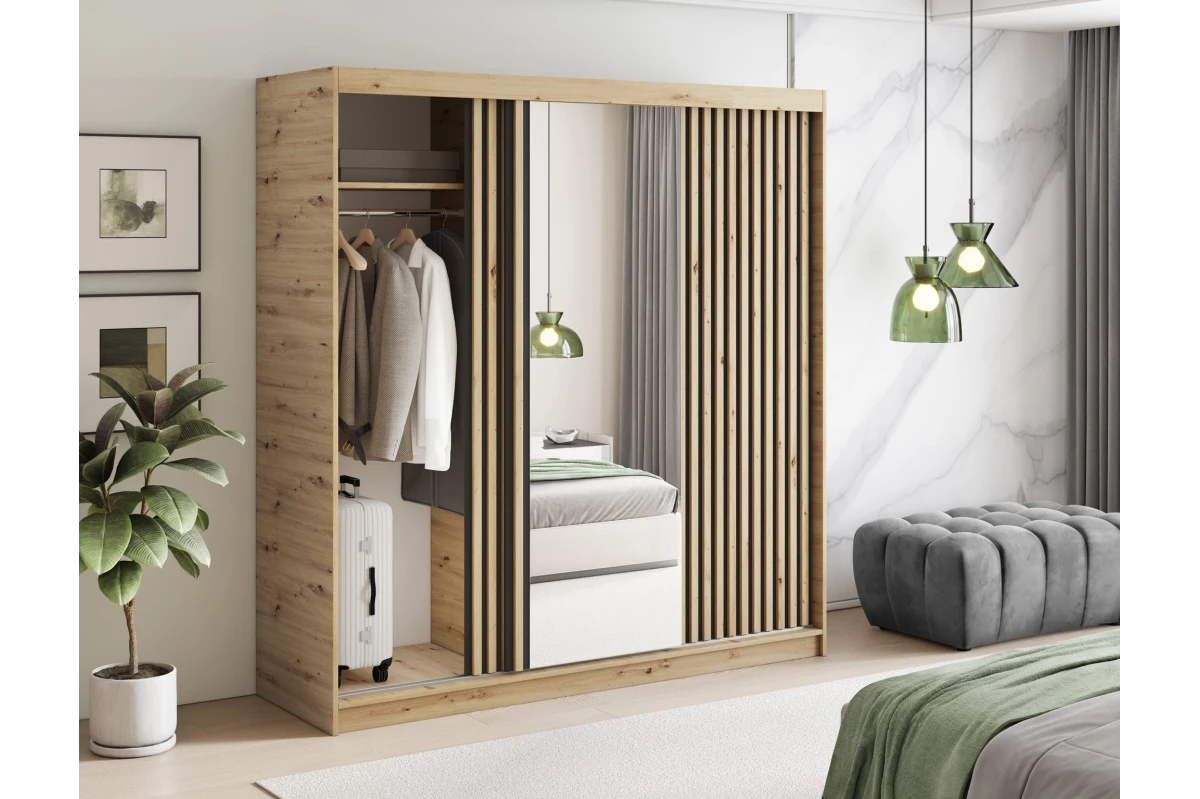 Schrank Giulia 180 mit Spiegel - Eiche Artisan