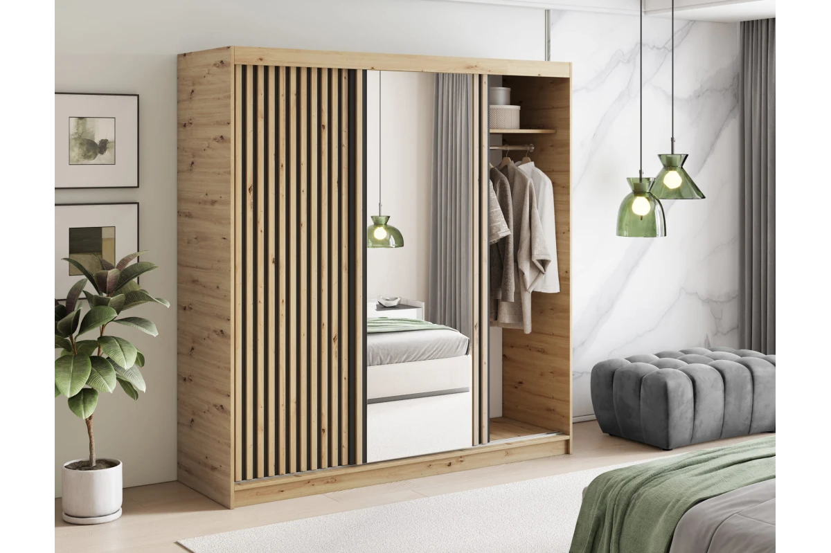 Schrank Giulia 180 mit Spiegel - Eiche Artisan