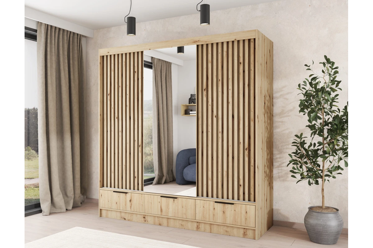 Schrank Yoga 120 mit Spiegel - Eiche Artisan