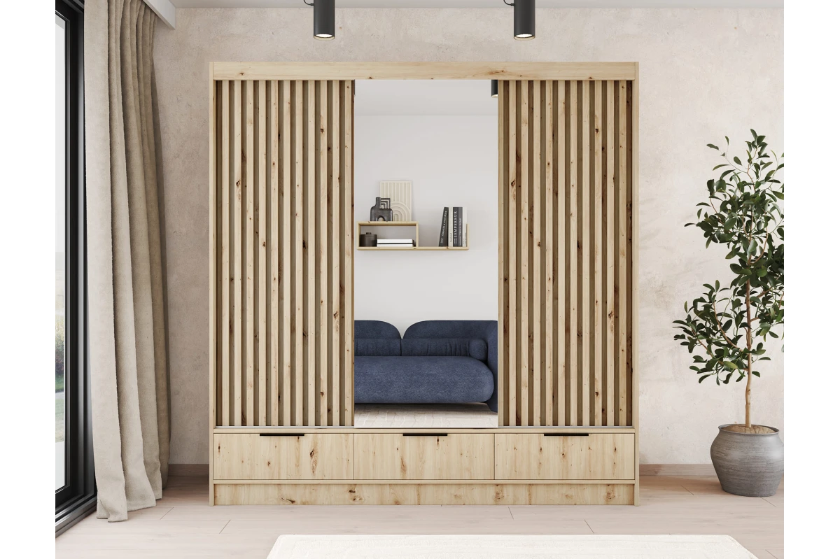Schrank Yoga 120 mit Spiegel - Eiche Artisan