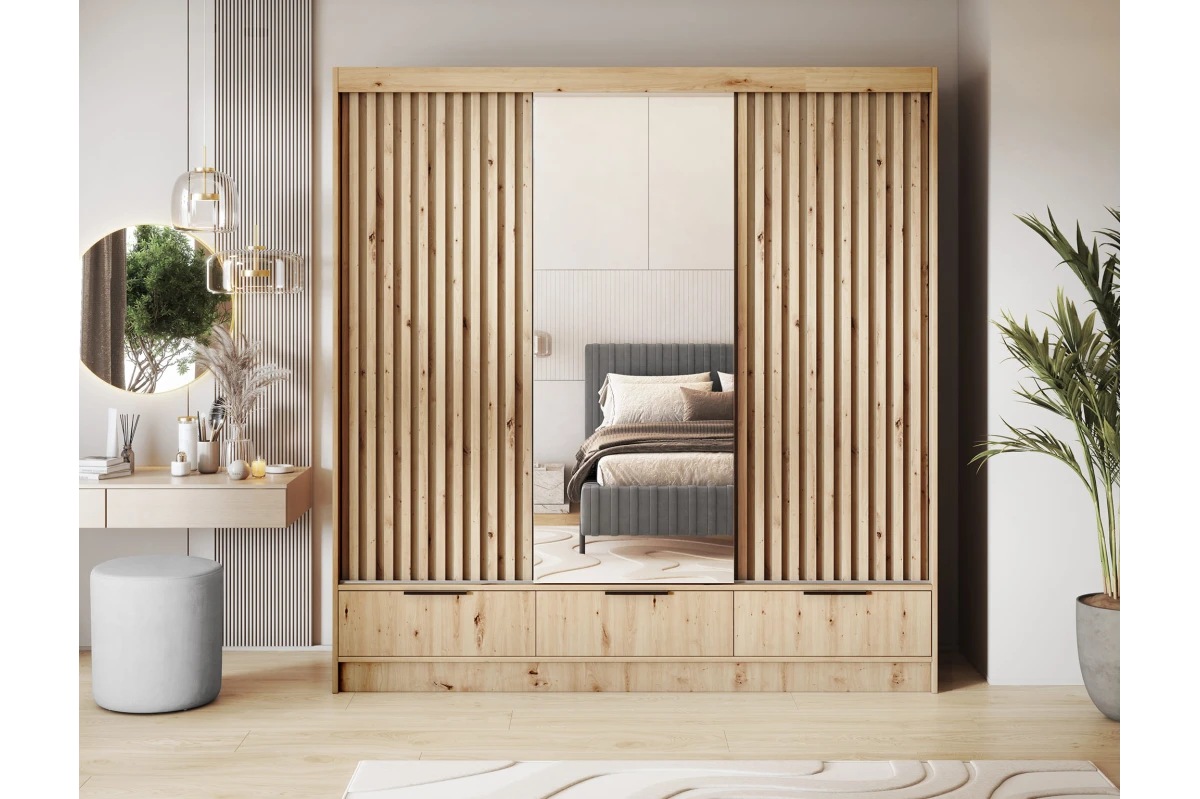 Schrank Yoga 120 mit Spiegel - Eiche Artisan