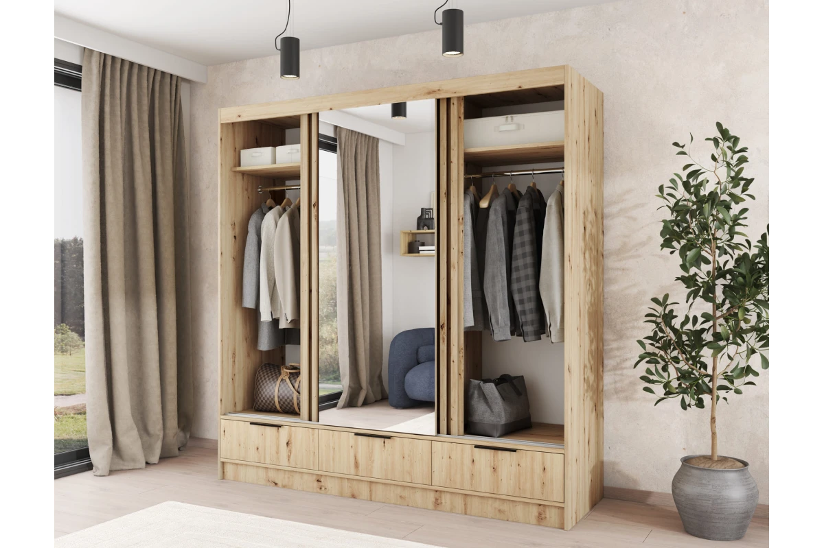 Schrank Yoga 120 mit Spiegel - Eiche Artisan