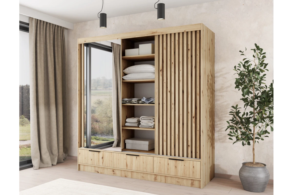 Schrank Yoga 120 mit Spiegel - Eiche Artisan