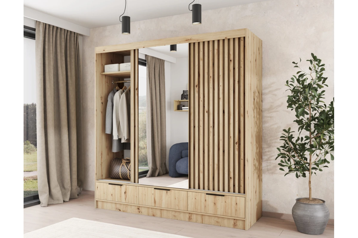 Schrank Yoga 120 mit Spiegel - Eiche Artisan