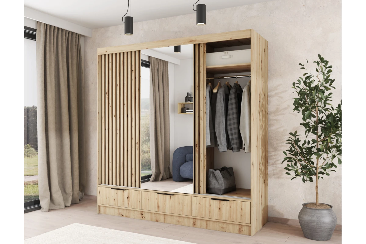 Schrank Yoga 120 mit Spiegel - Eiche Artisan