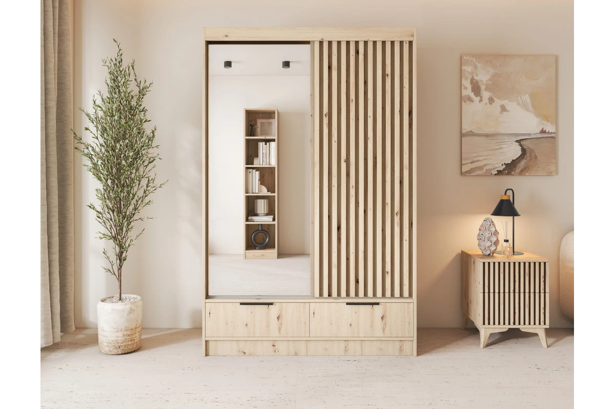 Schrank Yoga 120 mit Spiegel - Eiche Artisan