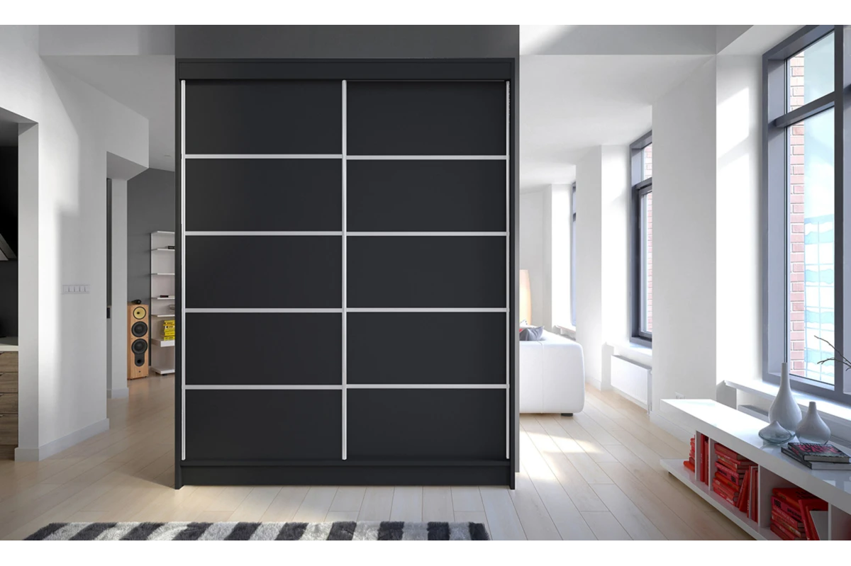 Schiebetürenschrank Velano 150 – Schwarz