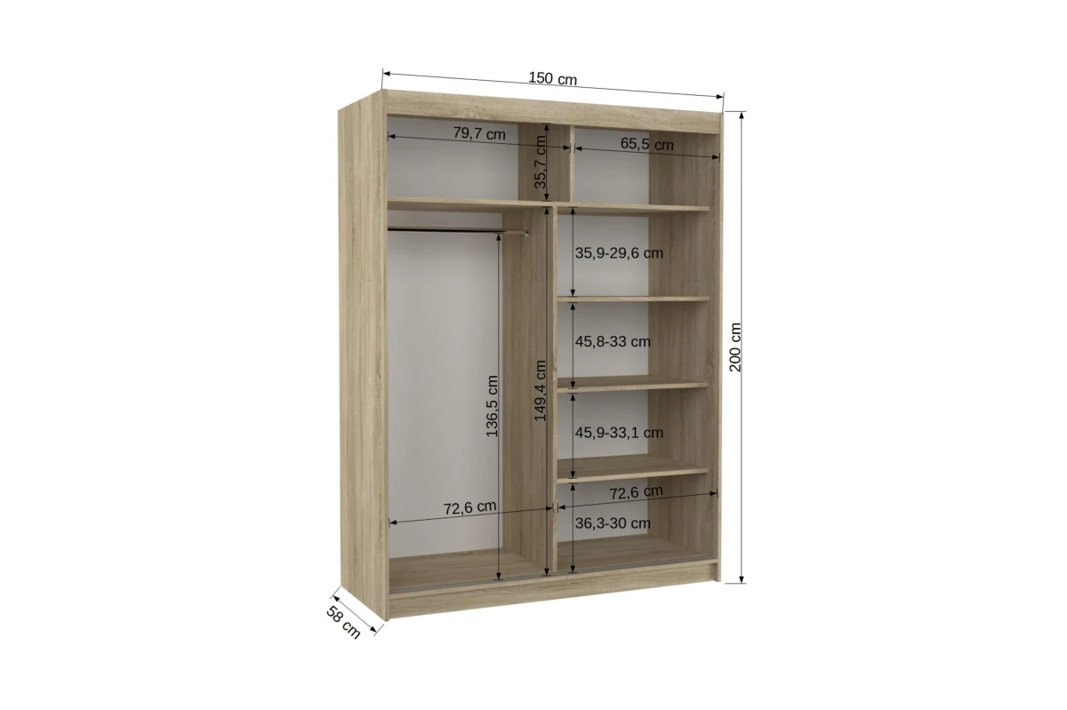 Schiebetürenschrank Velano 150 – Schwarz